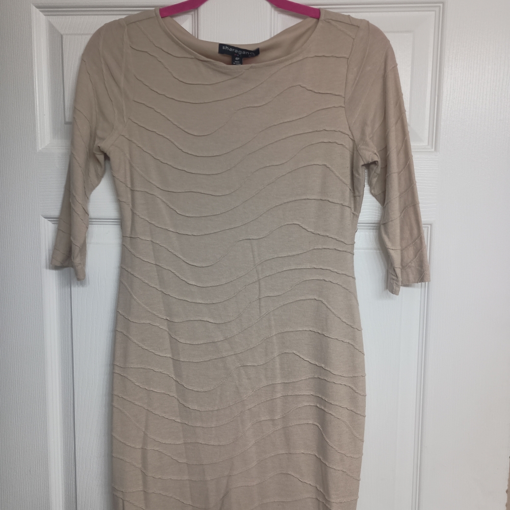 Sharagano Beige Textured Dress